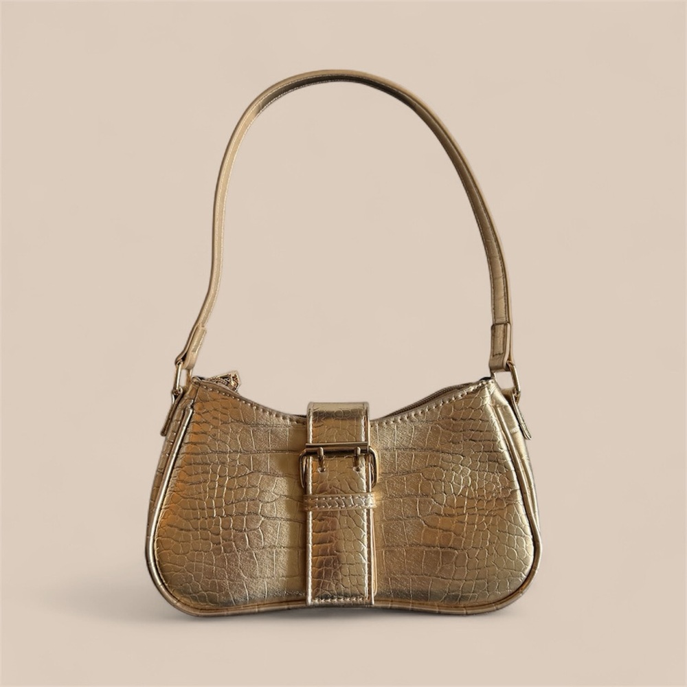 NWOT Chic Gold Crocodile-Embossed Handbag/Shoulder Bag/Purse